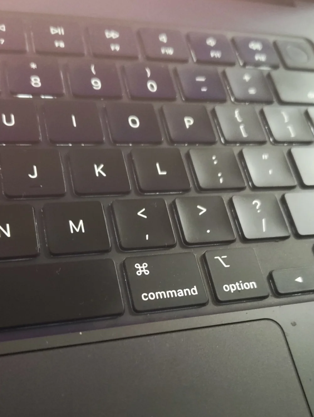 Black Laptop Keyboard with Command and Option Keys